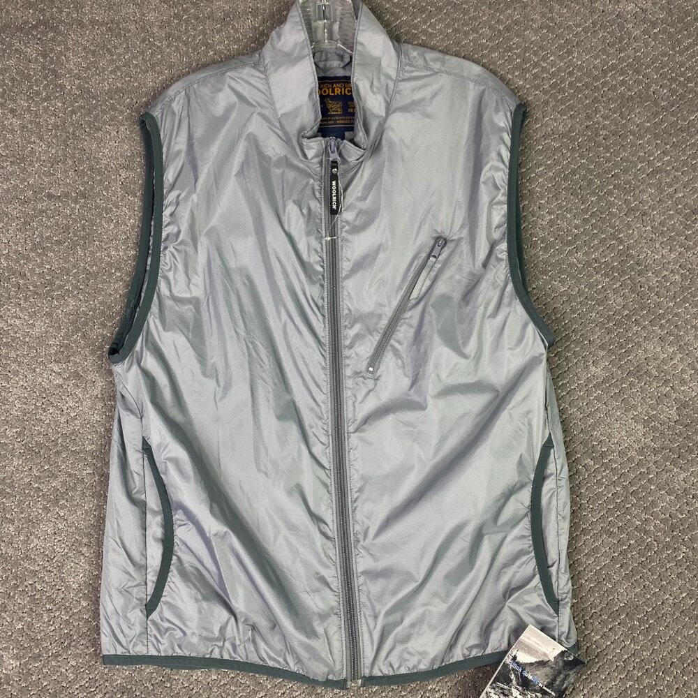 NWT Woolrich Pack It Vest Windbreaker Packable Men's Large Gray Hiking running